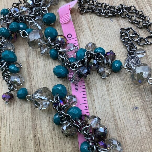 Simply Vera Double Strand Acrylic Beaded Gun Metal Necklace - Picture 6 of 7